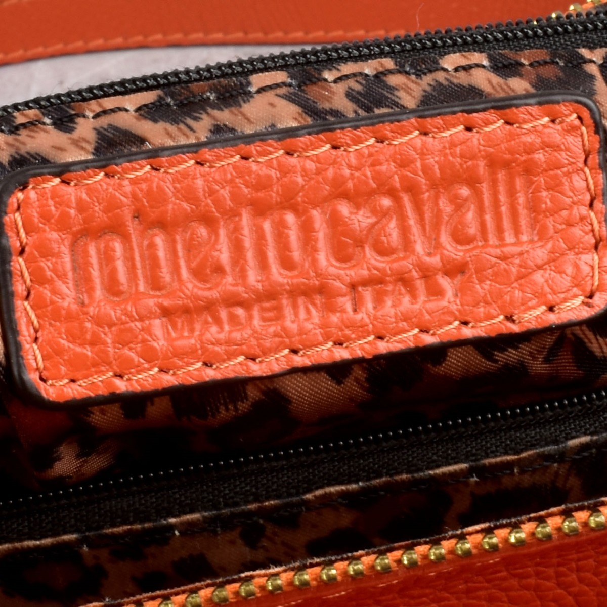 Replica Robert Cavalli Red/Orange Leather Handbag