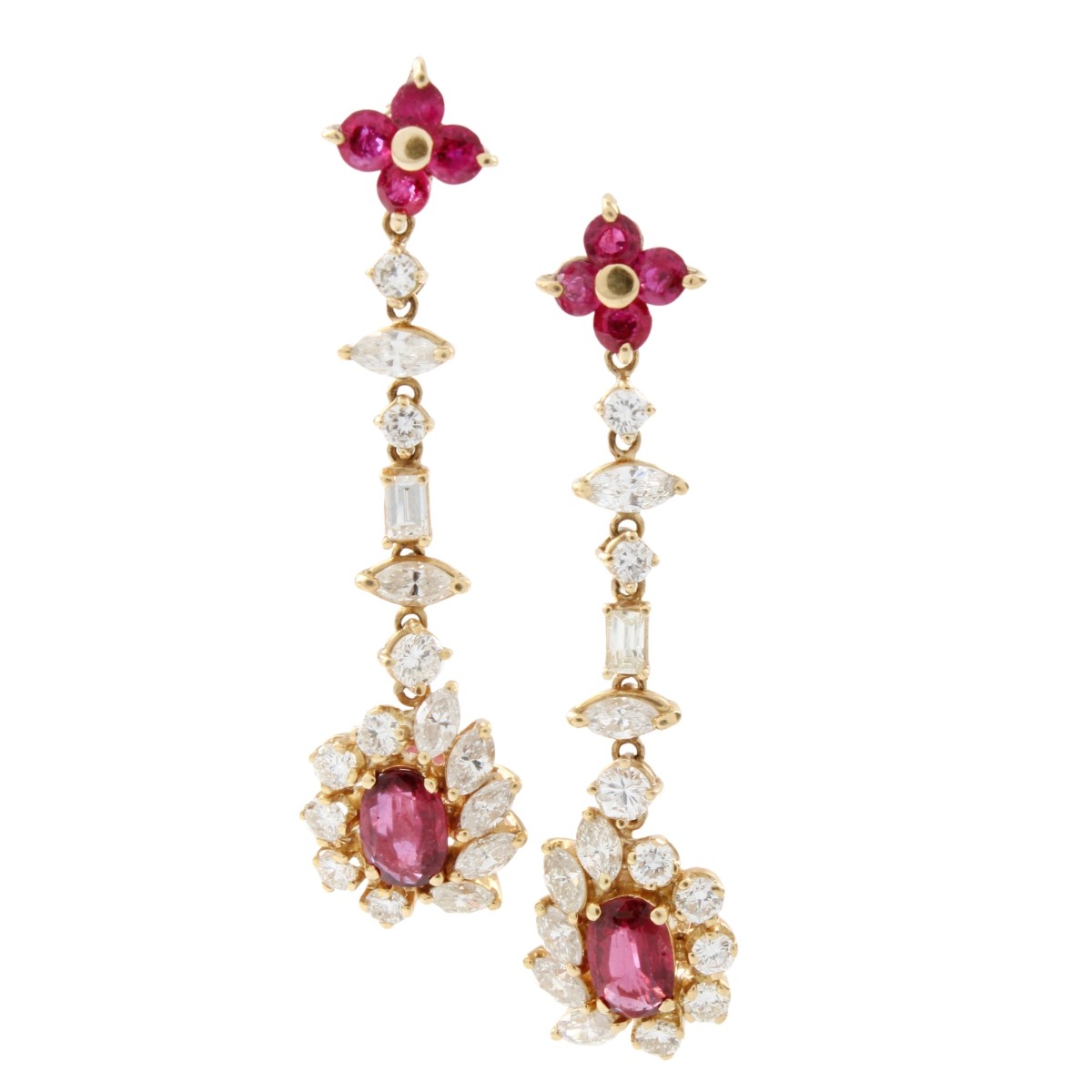 Ruby, Diamond and 18K Earrings