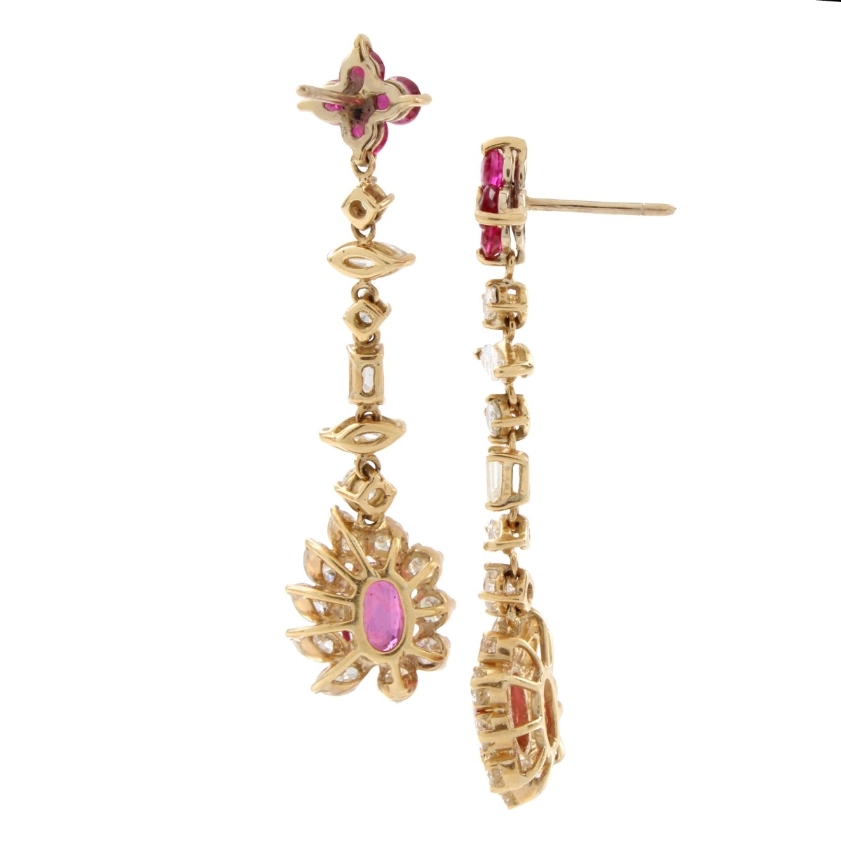 Ruby, Diamond and 18K Earrings
