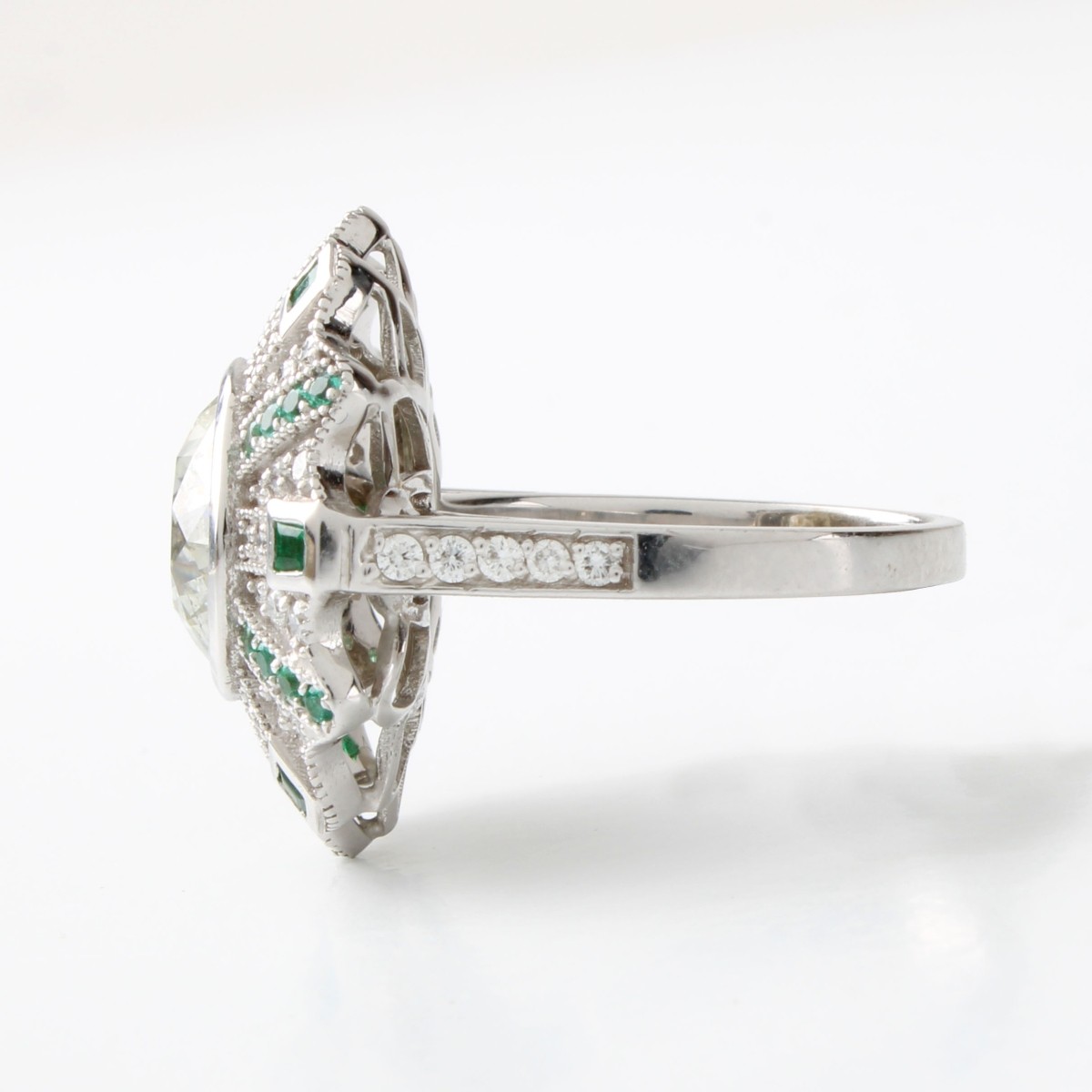 GIA Diamond, Emerald and 18K Ring