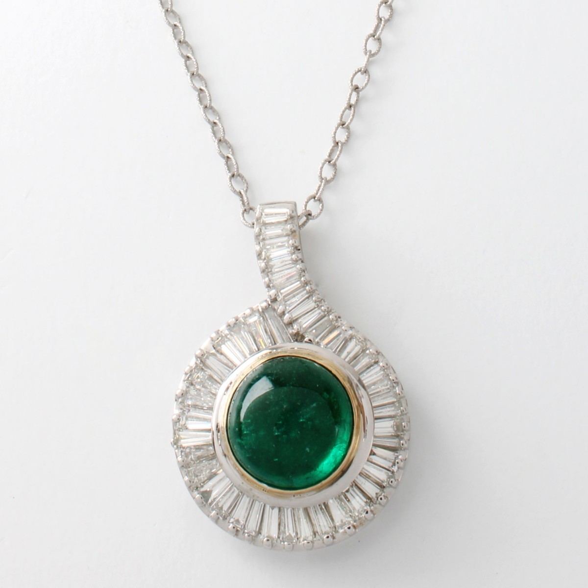 Emerald, Diamond and 18K/14K Necklace