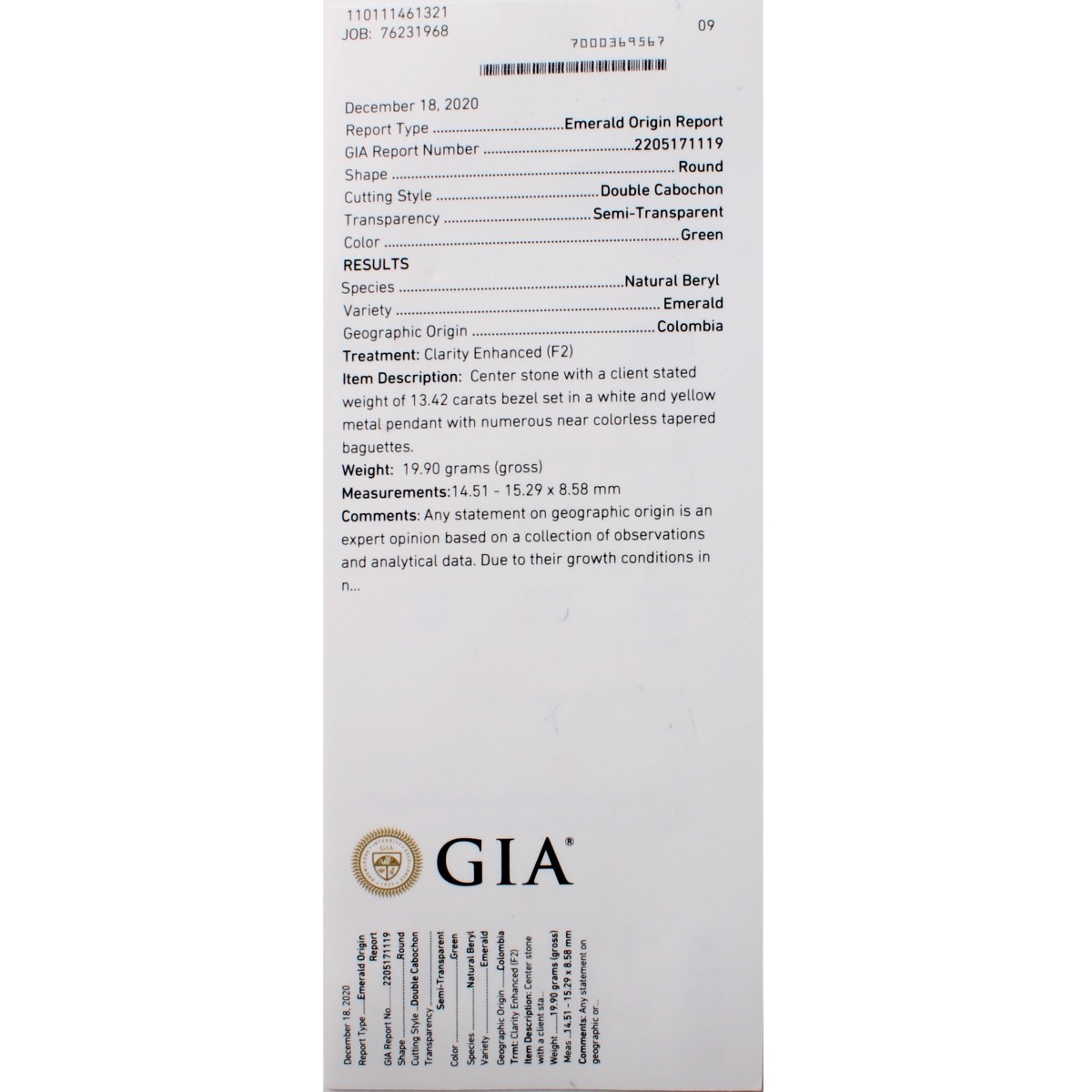 Emerald, Diamond and 18K/14K Necklace