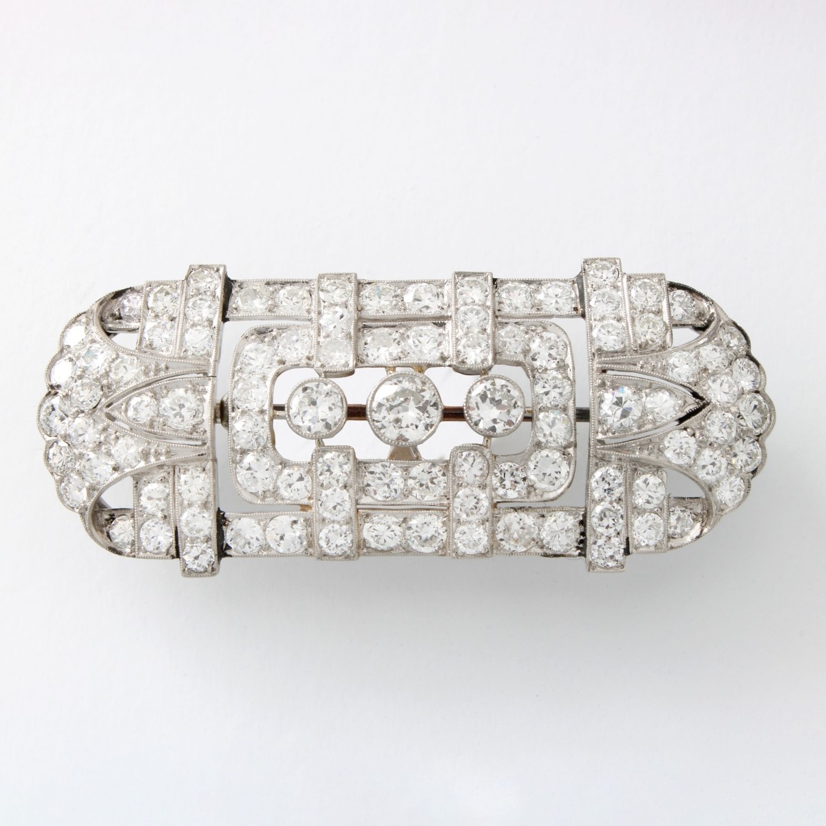Deco Diamond and Plat Brooch