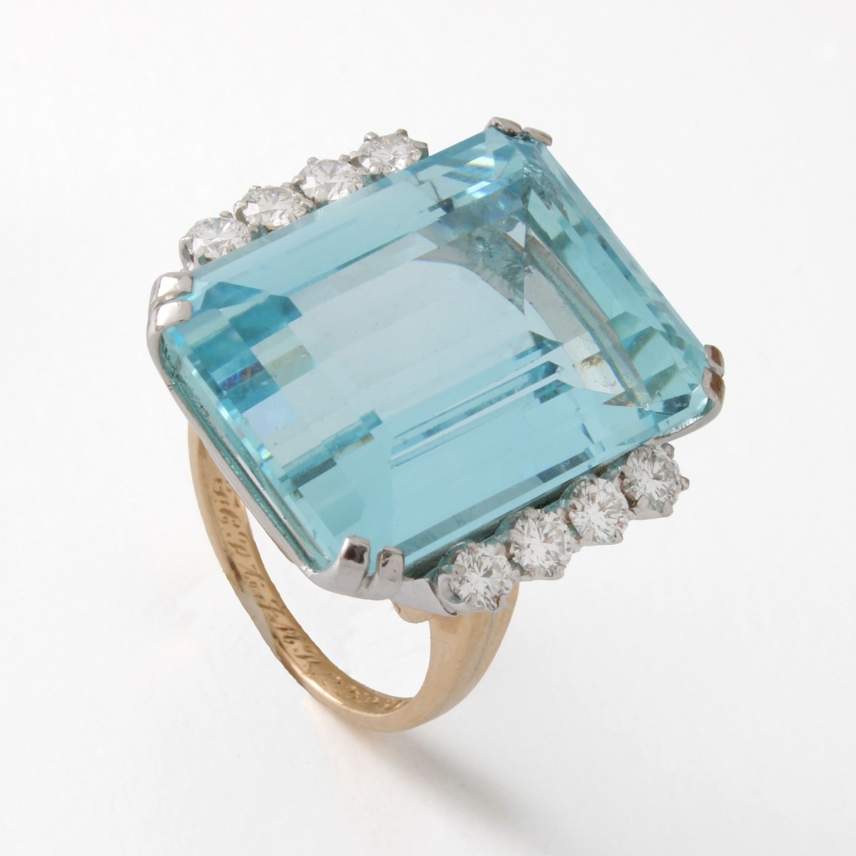 Aquamarine, Diamond, 18K & Plat. Ring
