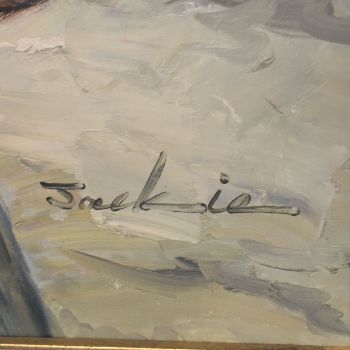 Oil on Canvas of a Girl Gathering Flowers