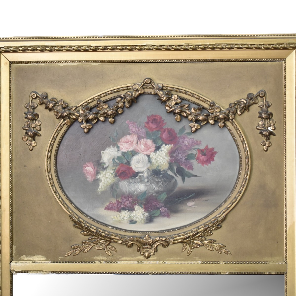 Antique French Style Trumeau Mirror