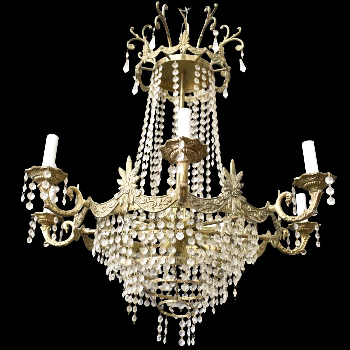Vintage Bronze and Crystal Chandelier