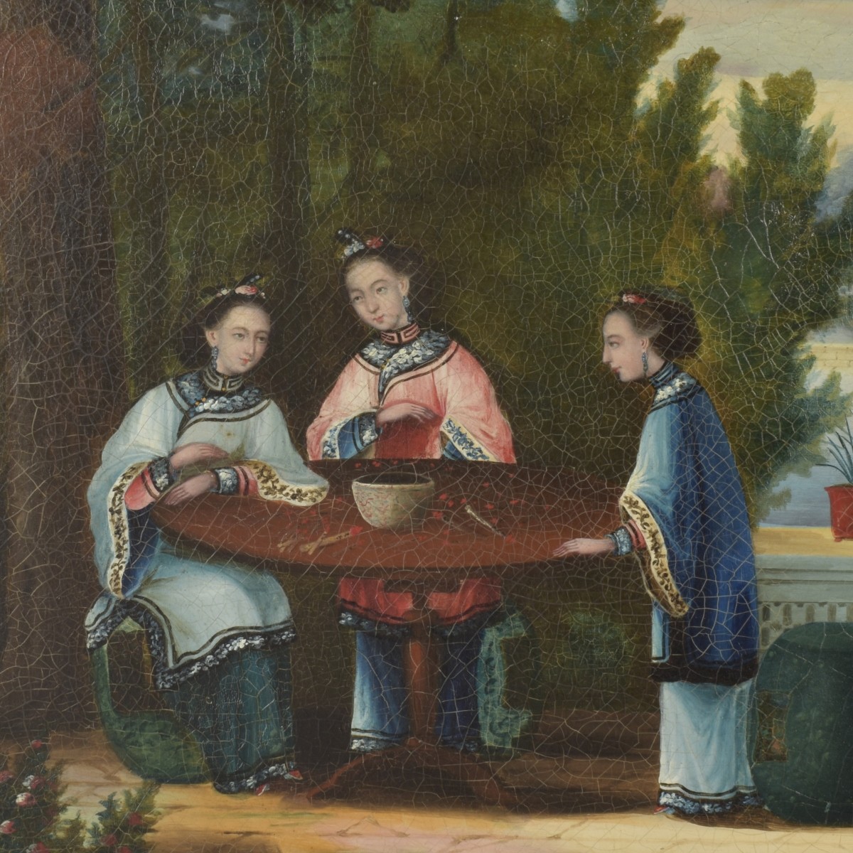 Chinese Export Oil on Canvas