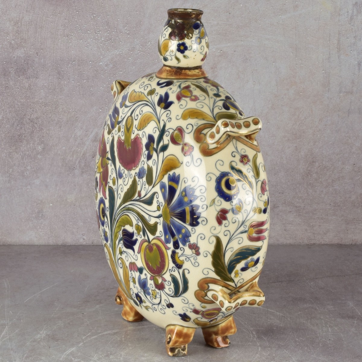 Hungarian Zsolnay Moon Flask Vase