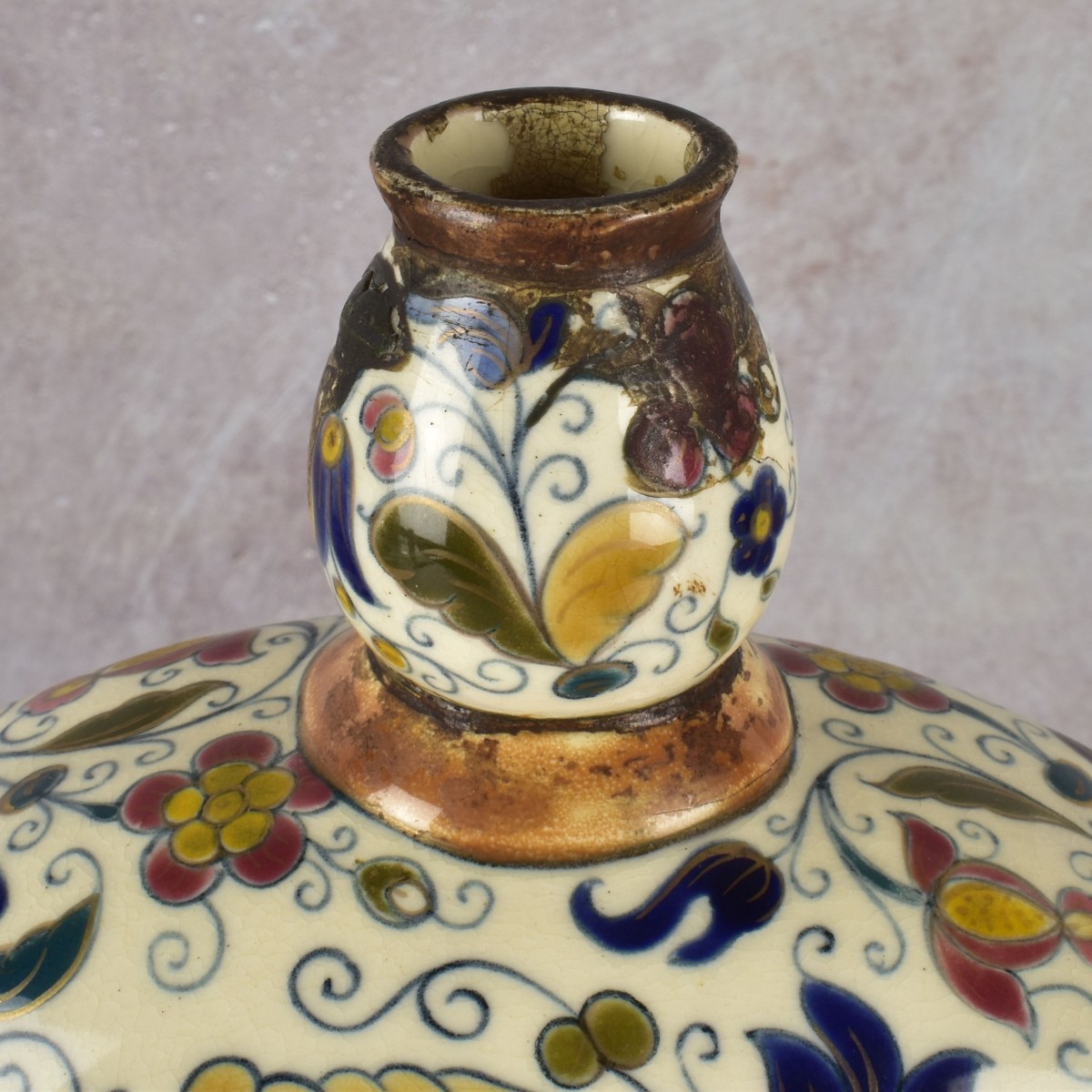 Hungarian Zsolnay Moon Flask Vase