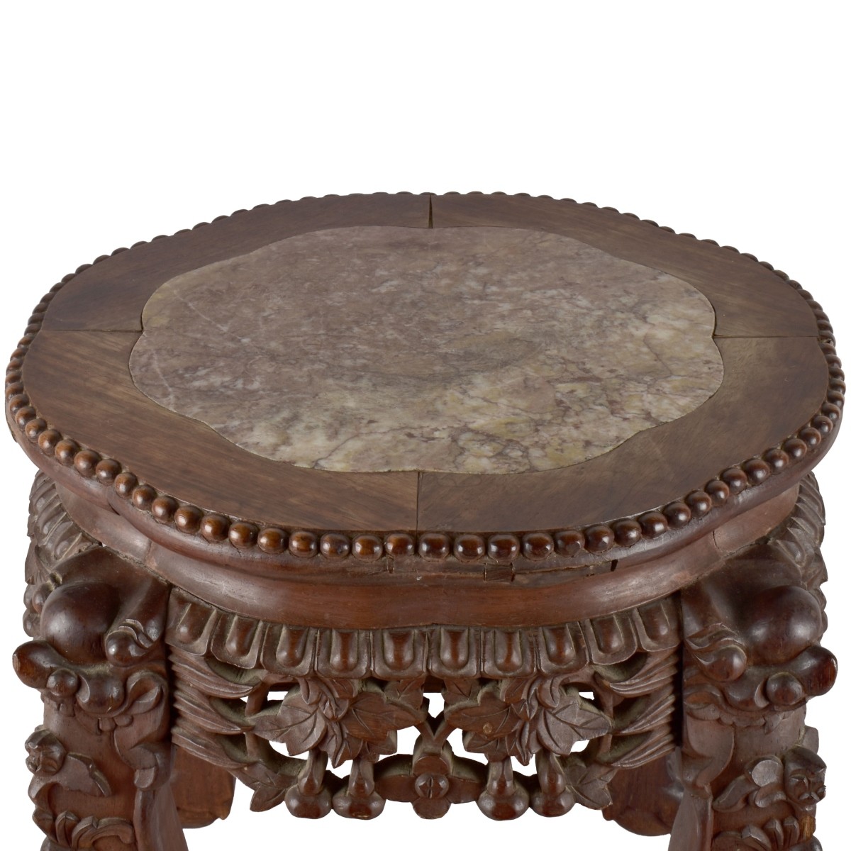 Chinese Wood and Marble Side Table