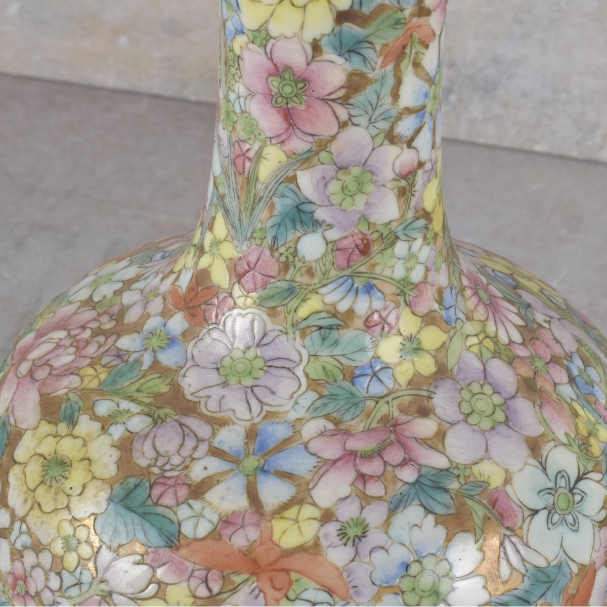 Pair of Chinese Famille Rose Bottle Vases
