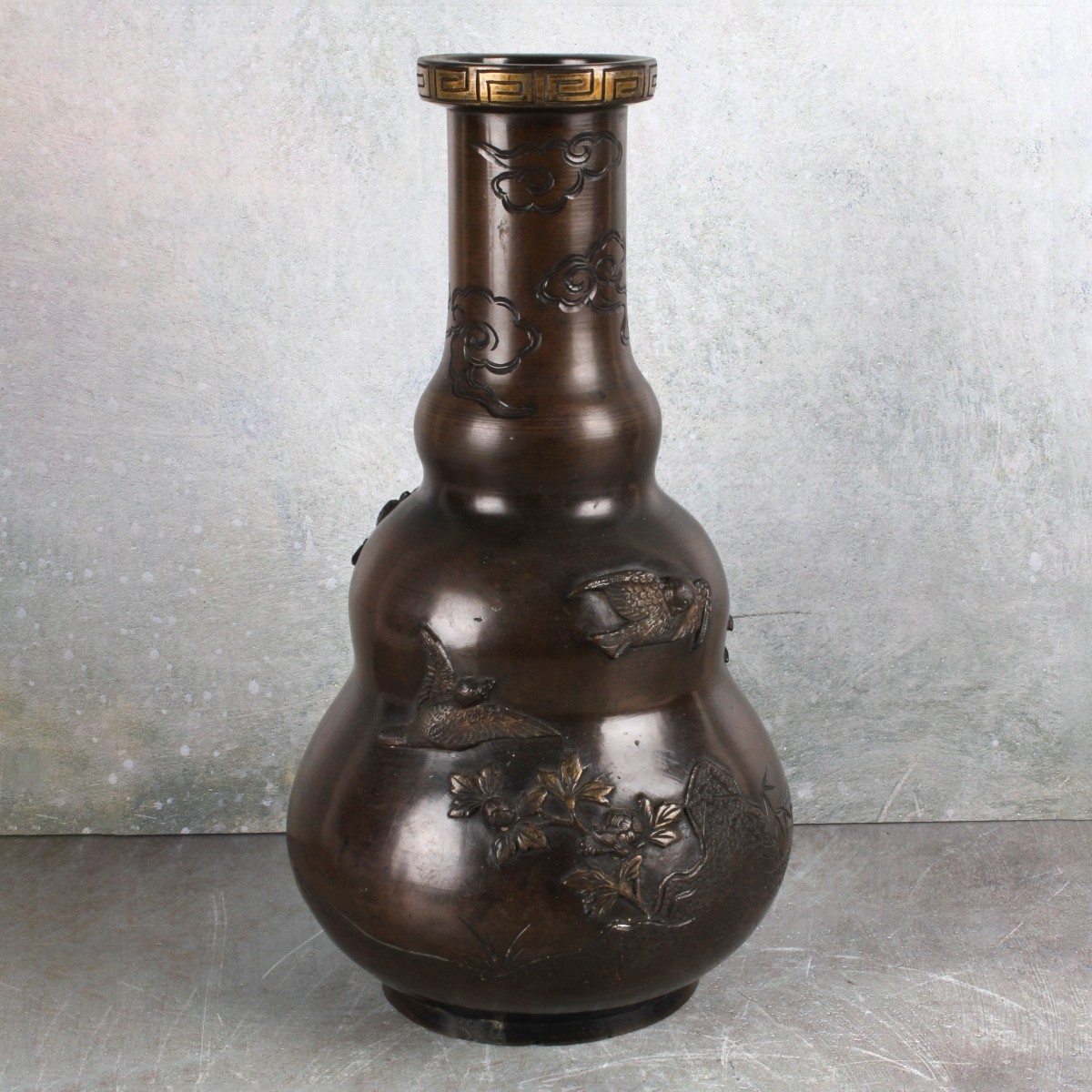 Chinese Double Gourd Bronze Vase