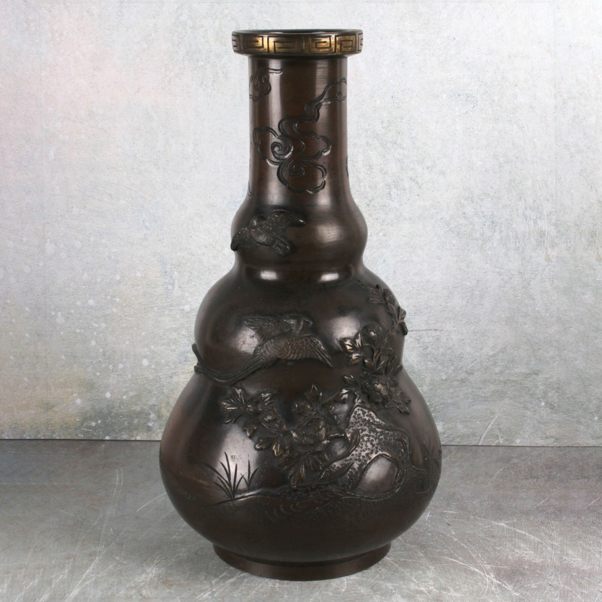 Chinese Double Gourd Bronze Vase