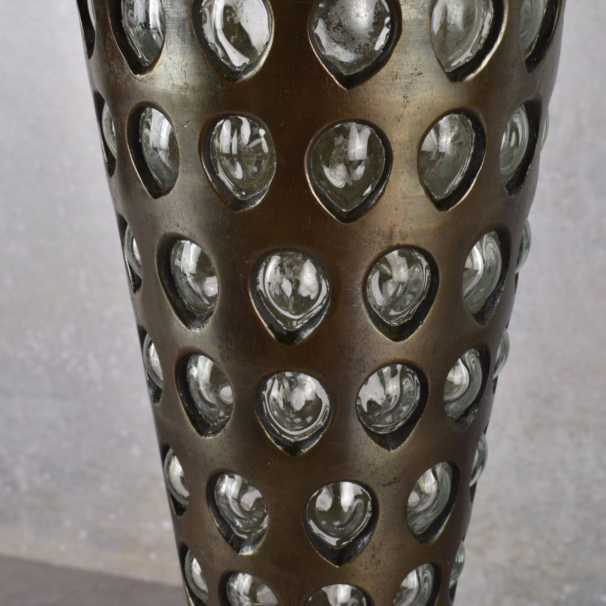 Patinated Bronze with Inlaid Glass Vase
