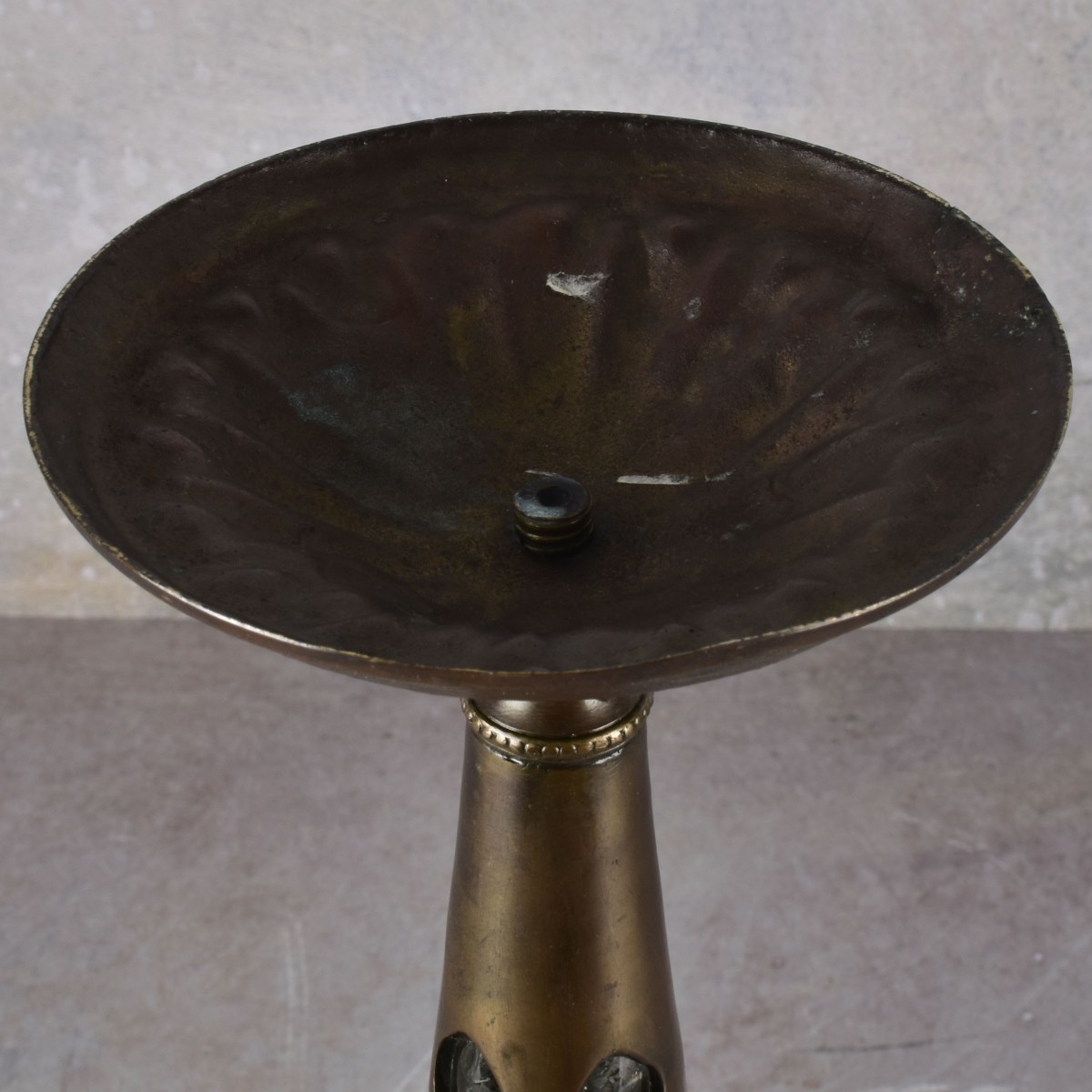 Patinated Bronze with Inlaid Glass Vase