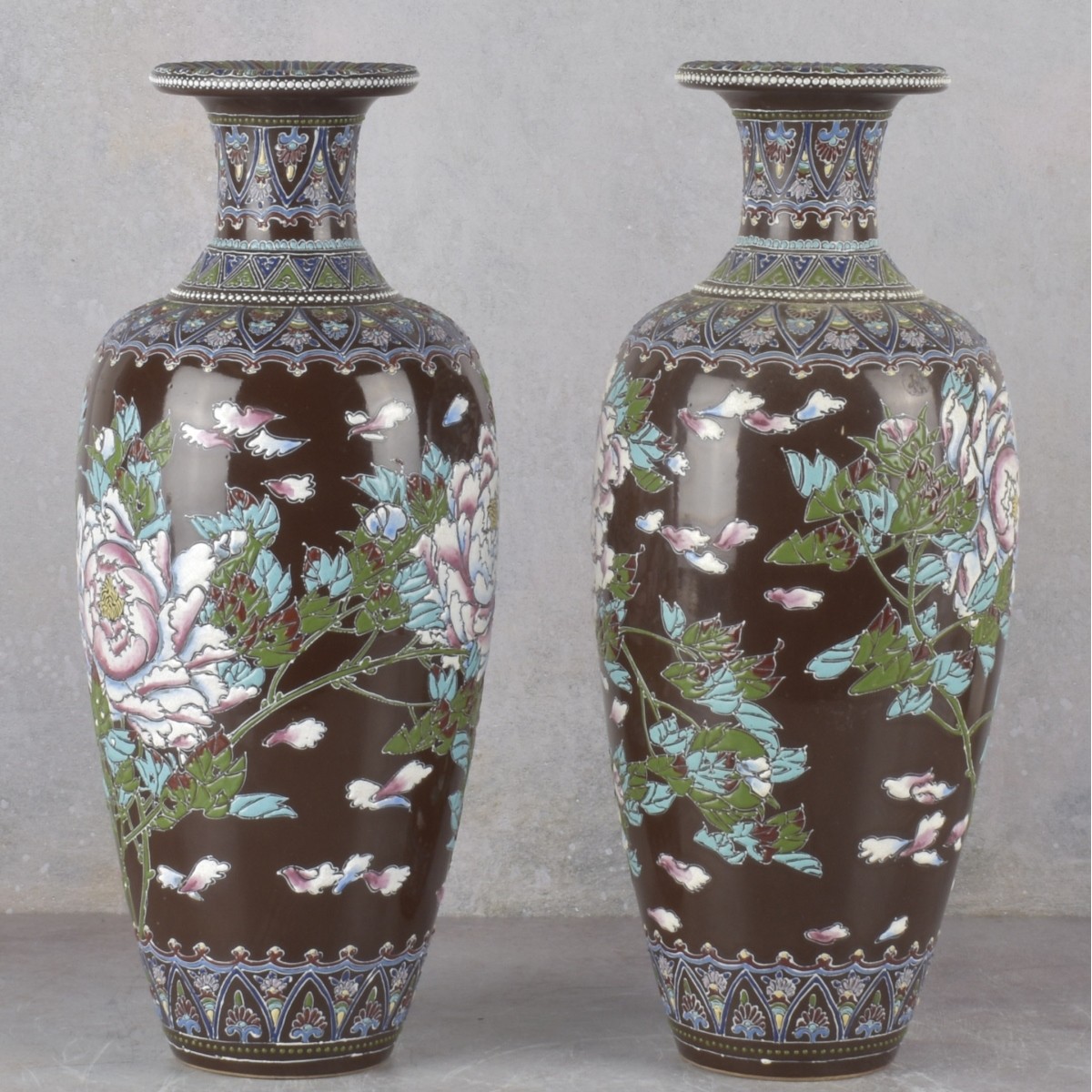 Chinese Black Famille Noire Vases