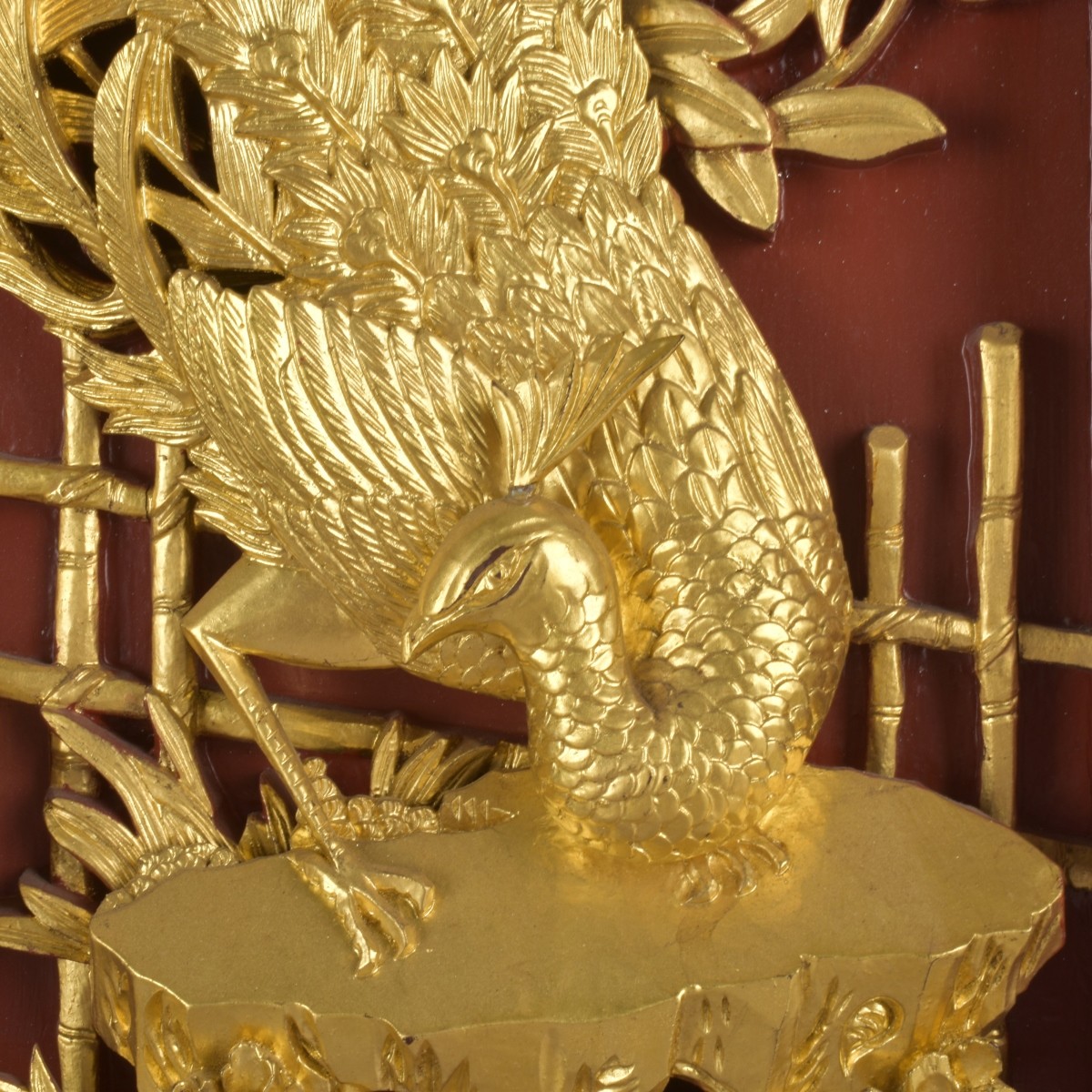 Chinese Carved Gilt Wood Panel