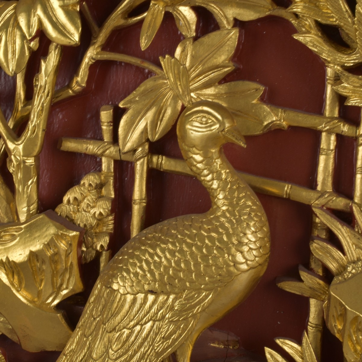 Chinese Carved Gilt Wood Panel