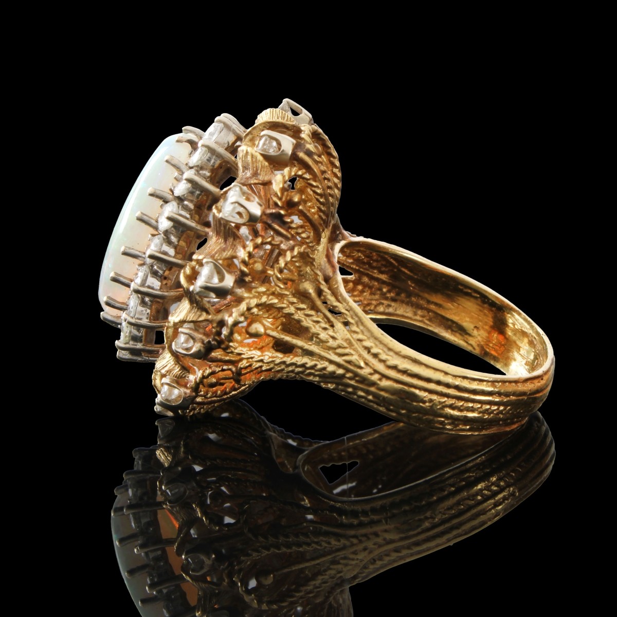 Opal, Diamond and 18K Ring