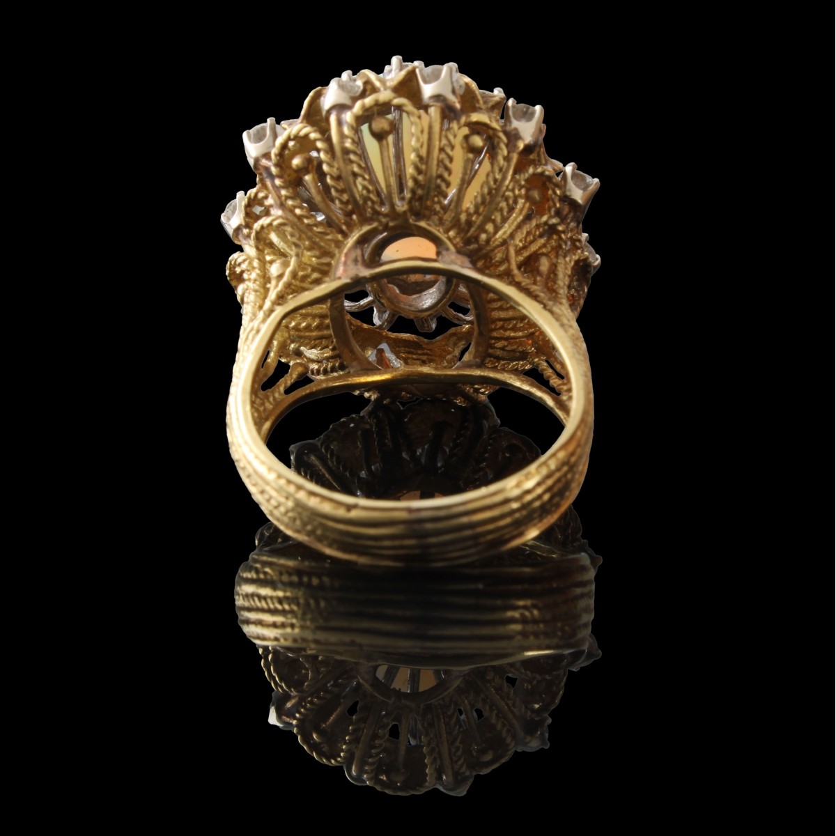 Opal, Diamond and 18K Ring