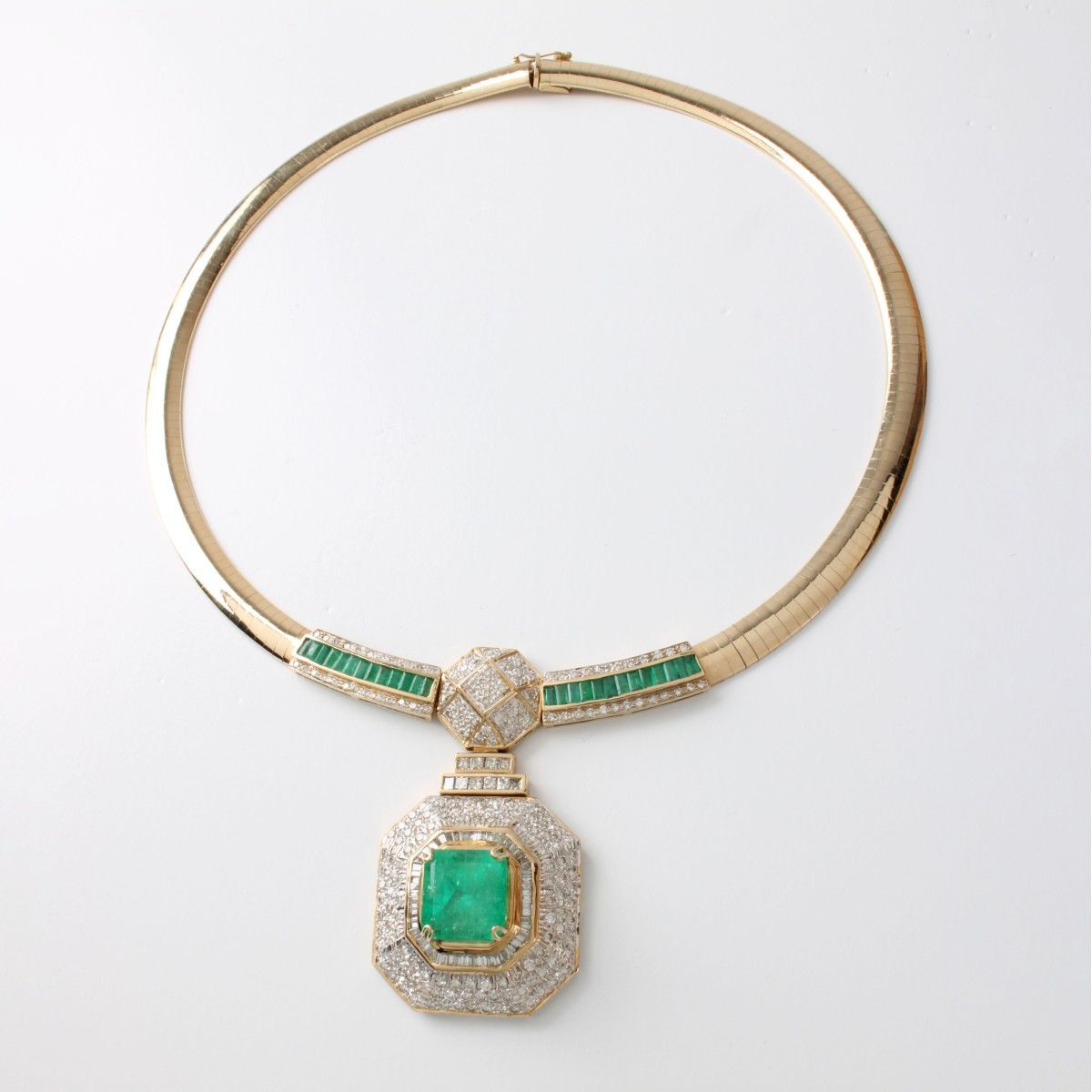 Emerald, Diamond and 14K Necklace