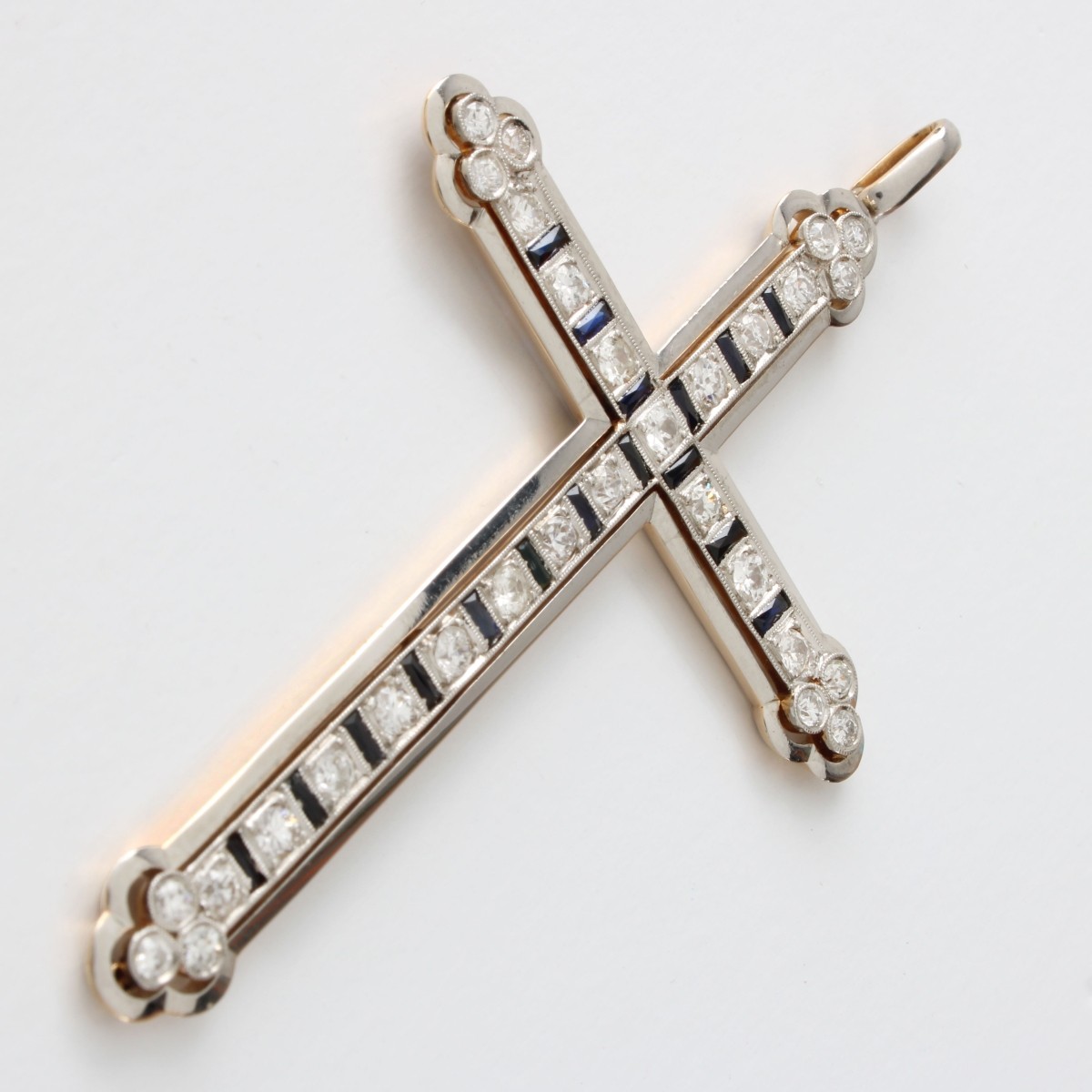 Diamlnd, Sapphire, Plat. &18K Pendant