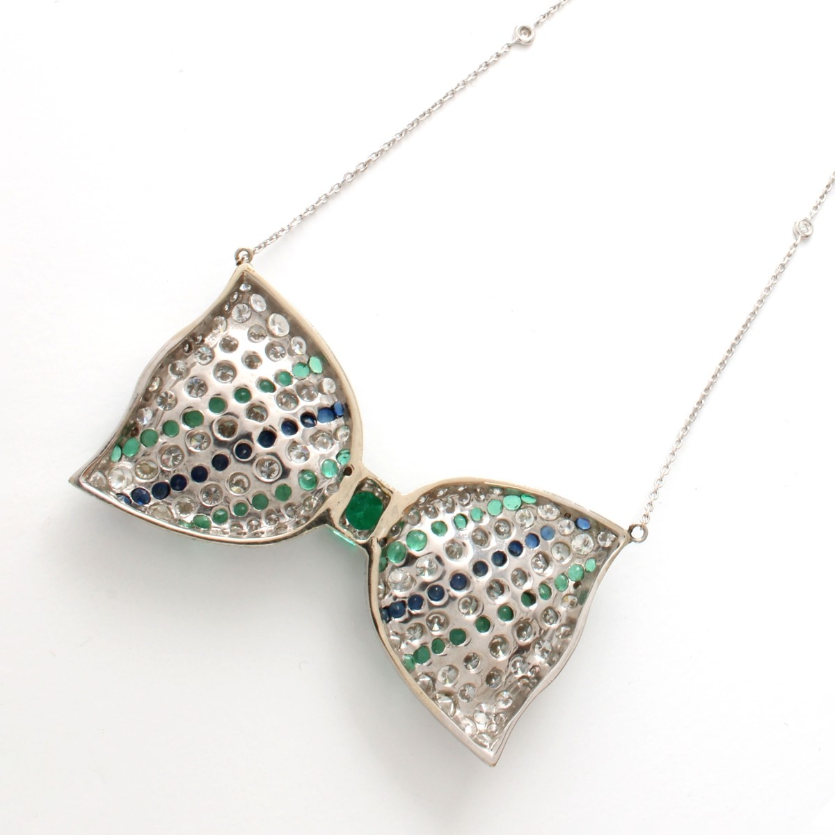 Gemstone and Platinum Pendant Necklace