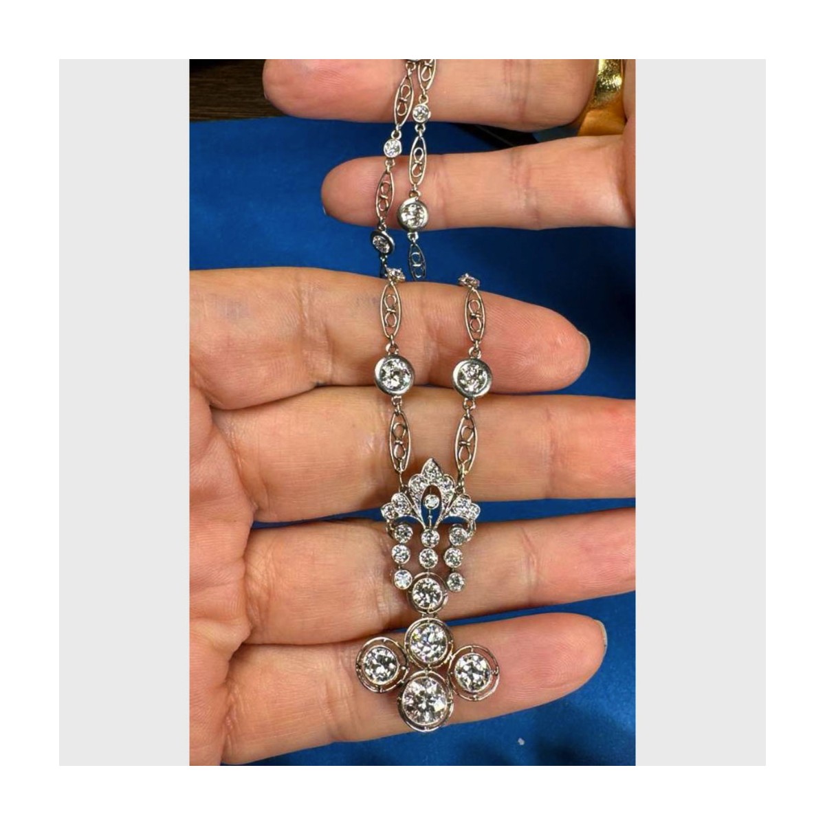 Deco Diamond and Plat. Necklace