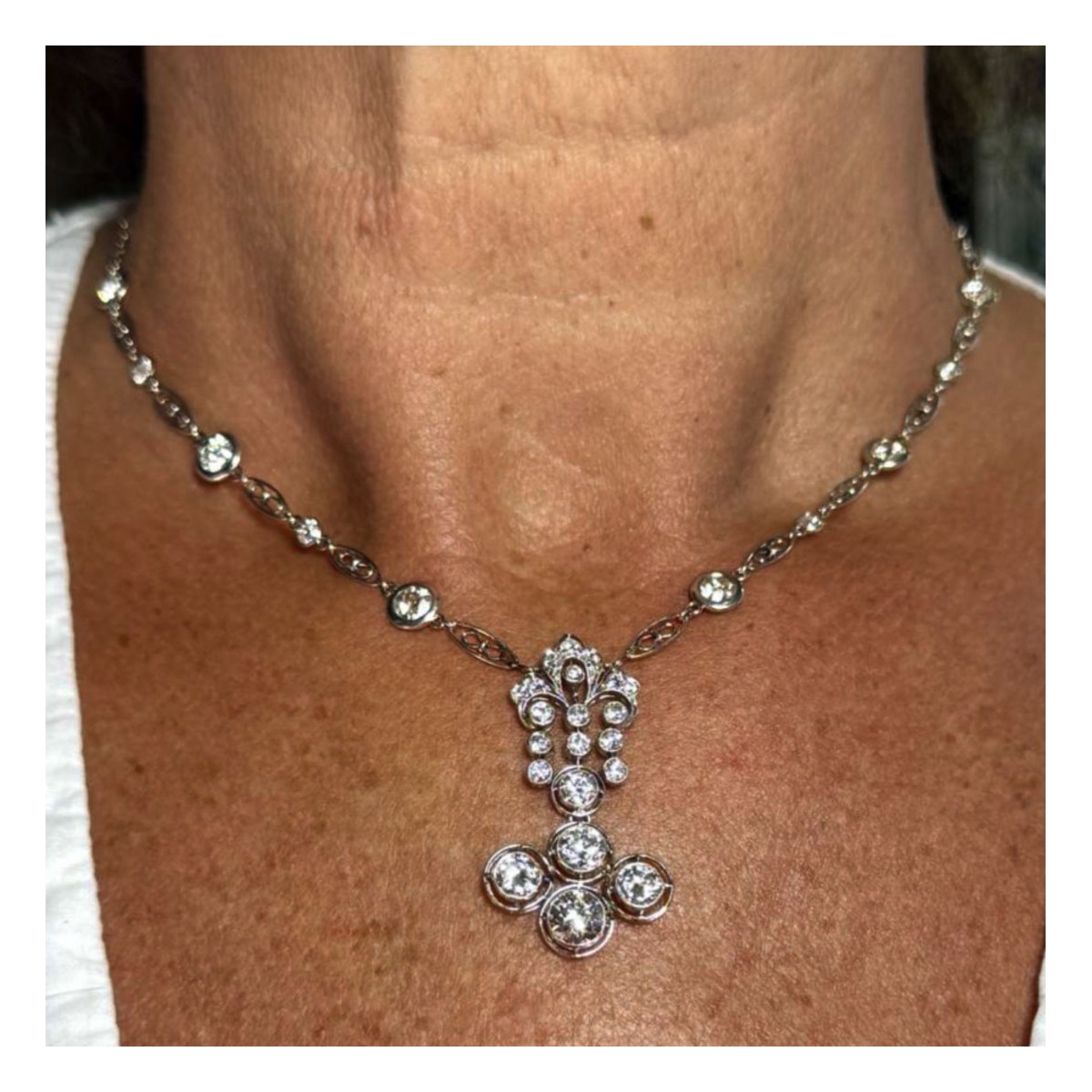 Deco Diamond and Plat. Necklace