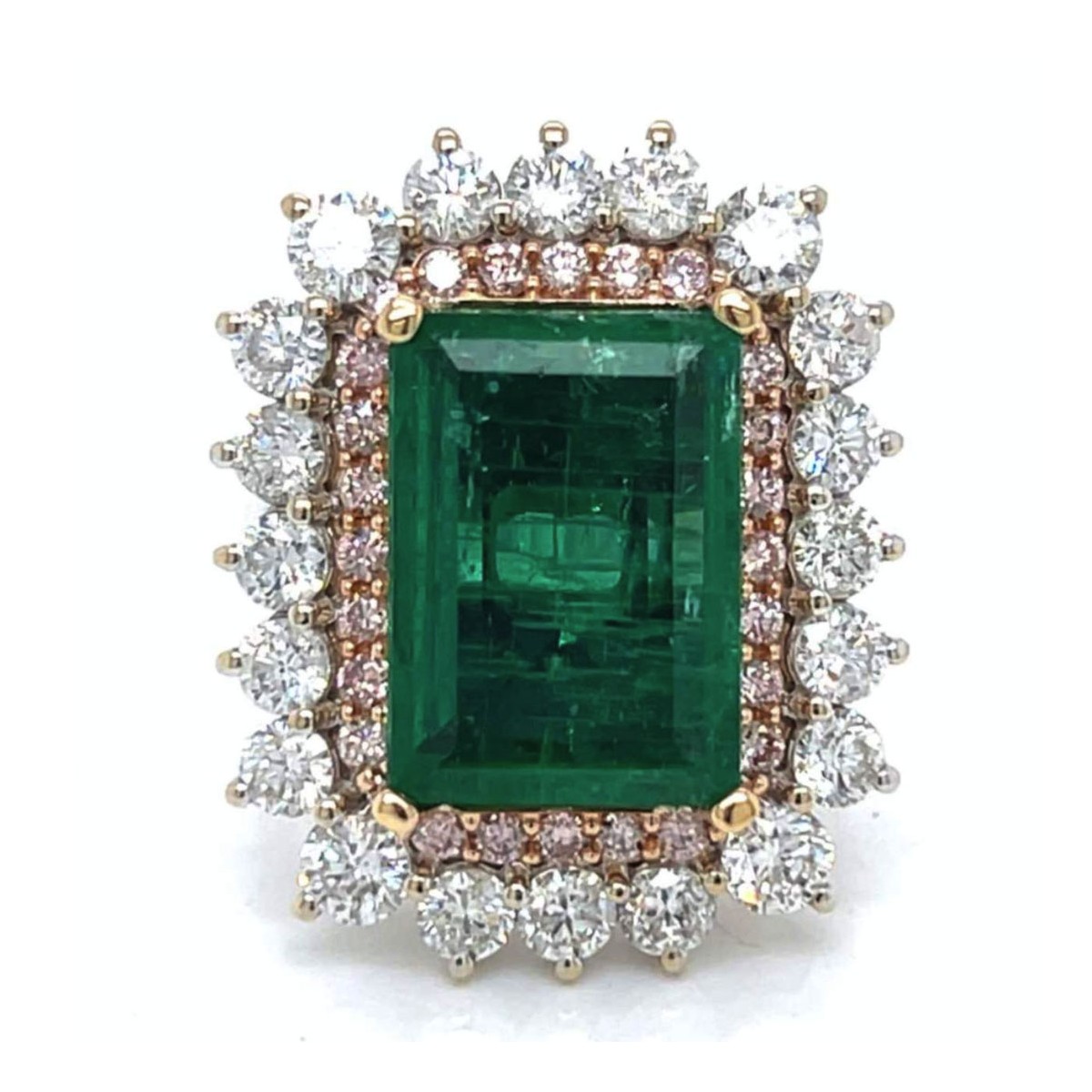 Emerald, Diamond and Platinum Ring