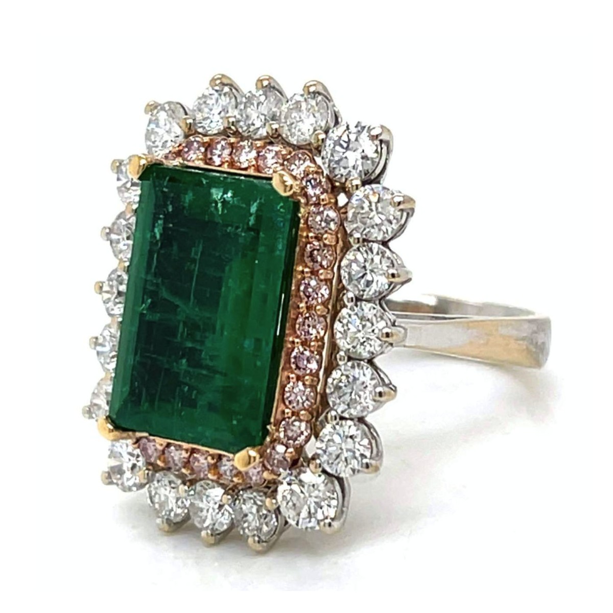Emerald, Diamond and Platinum Ring