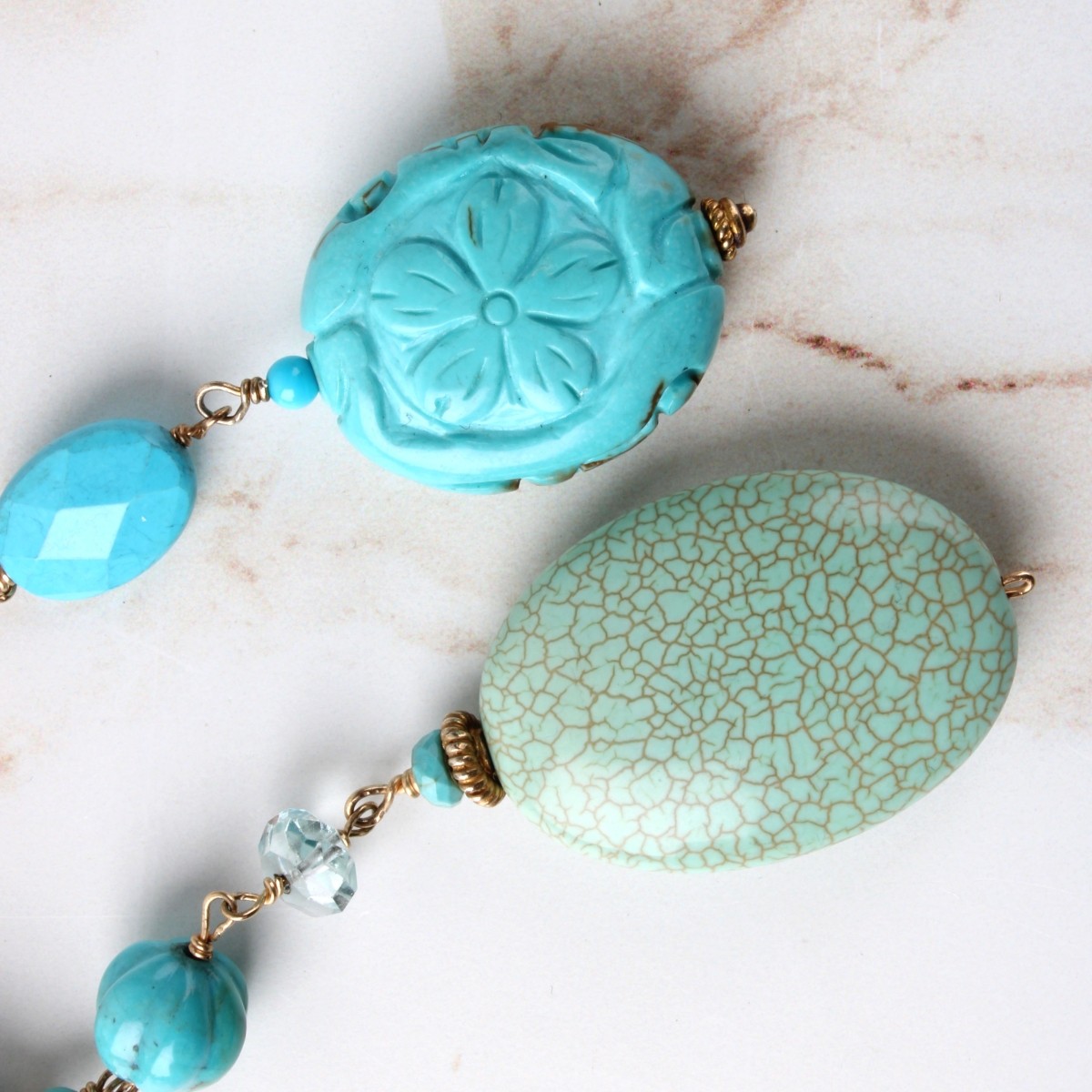 Turquoise, Gemstone and Quartz Necklace