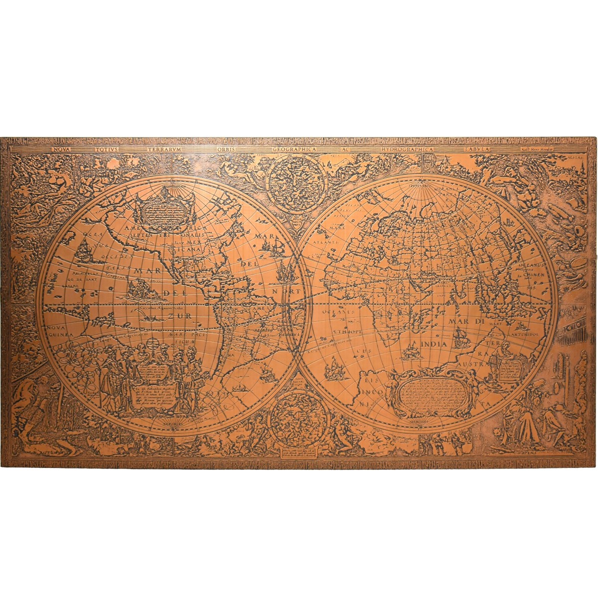 Embossed Copper World Map