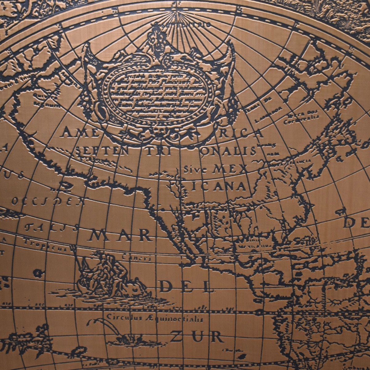 Embossed Copper World Map