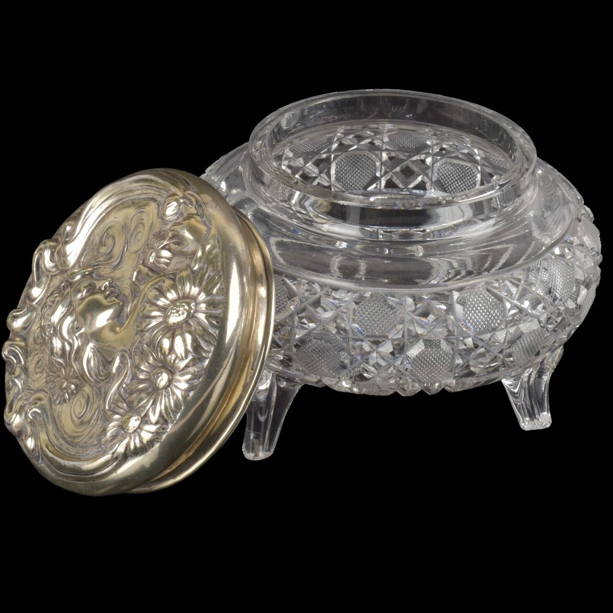 Cut Glass and Sterling Dresser Jar