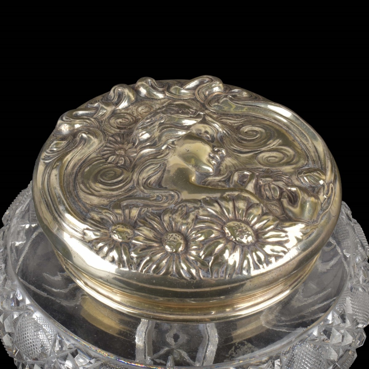 Cut Glass and Sterling Dresser Jar