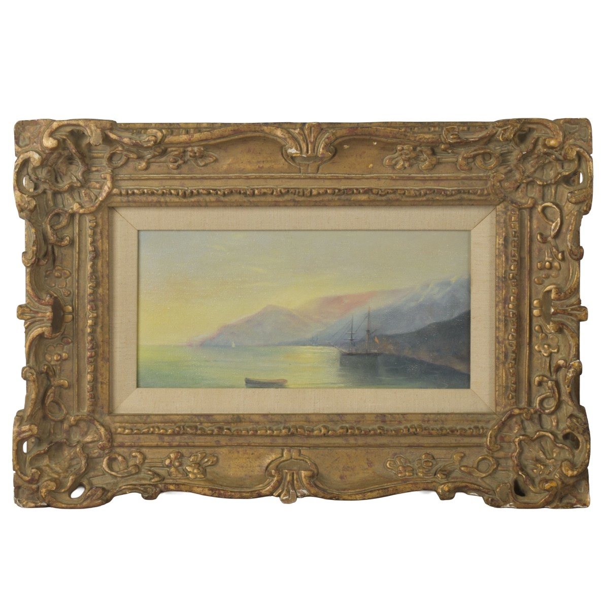 O/C Mountain Seascape with Sail Ship