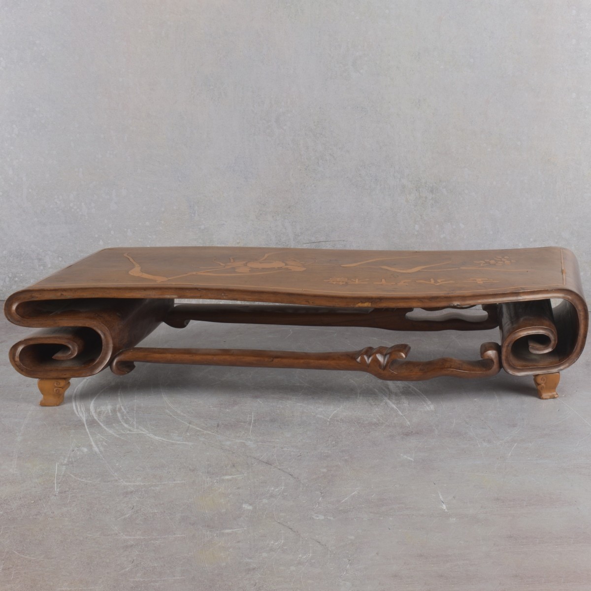 Antique Hardwood Scroll Platform