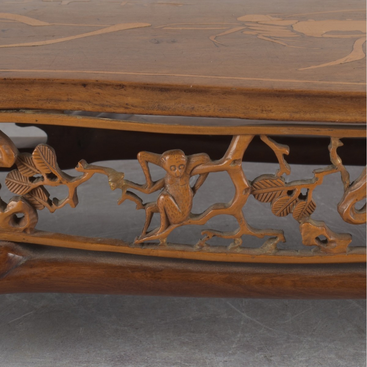 Antique Hardwood Scroll Platform