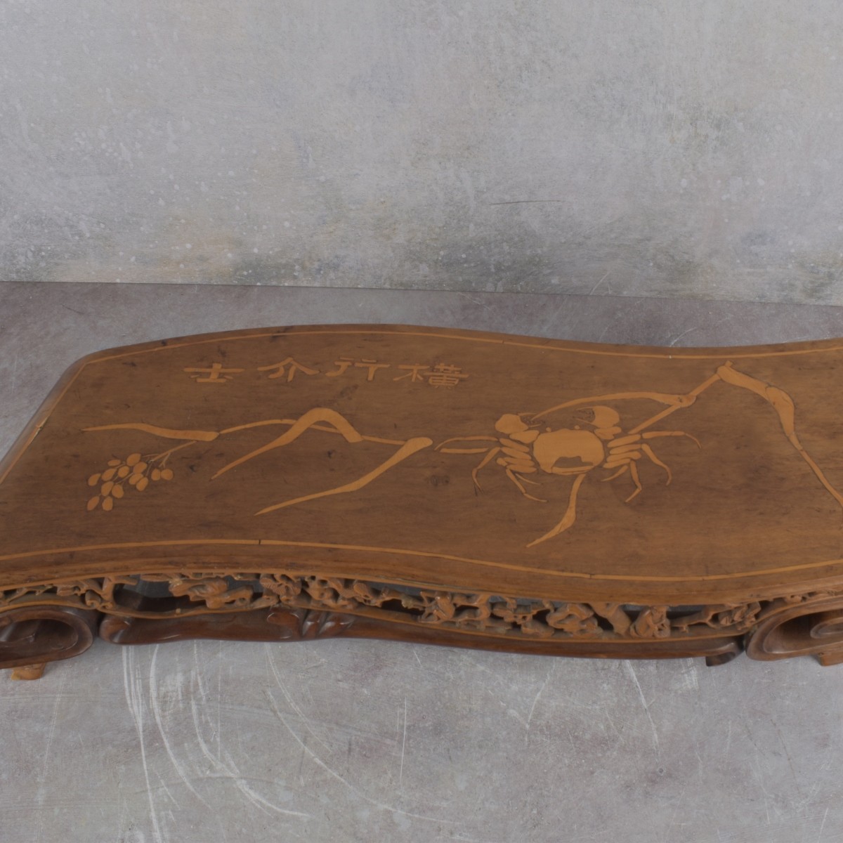 Antique Hardwood Scroll Platform