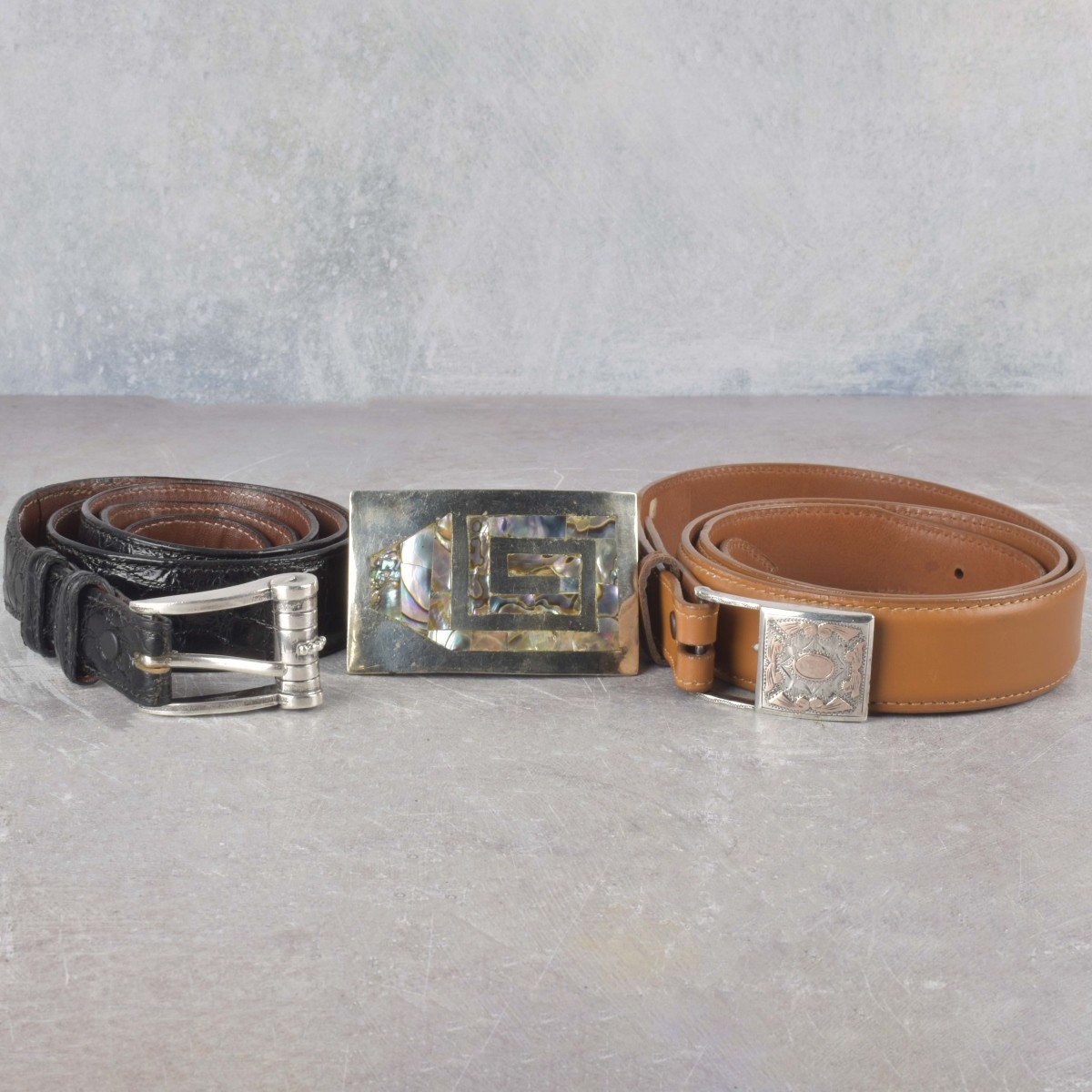 Vintage Men's Leather and Silver Belts