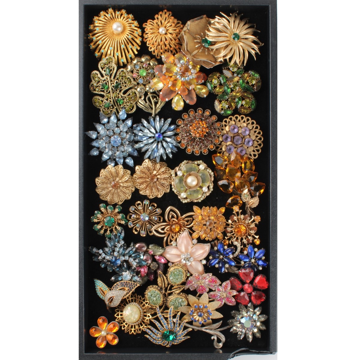 Tray Lot of Costume Pins and Clips