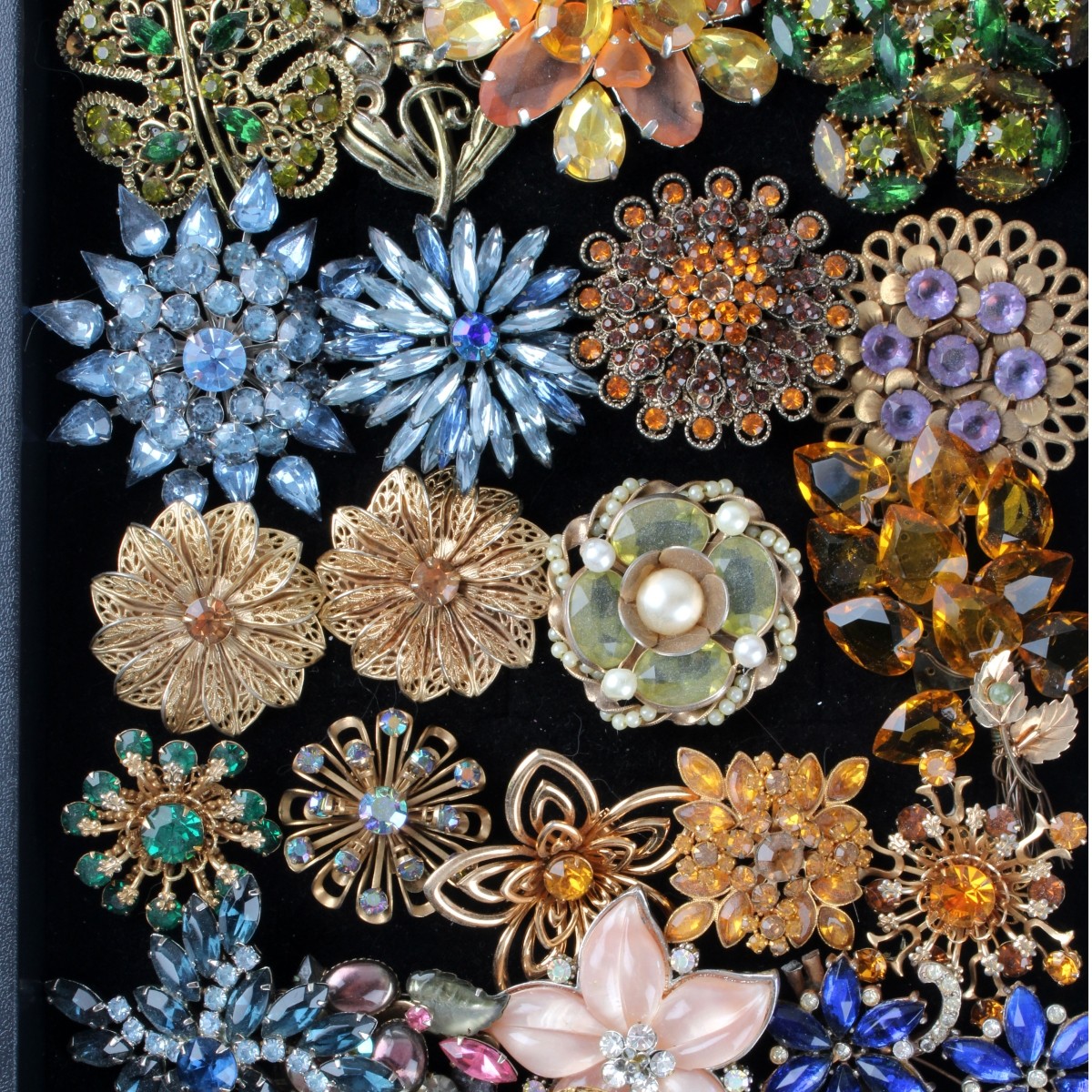 Tray Lot of Costume Pins and Clips