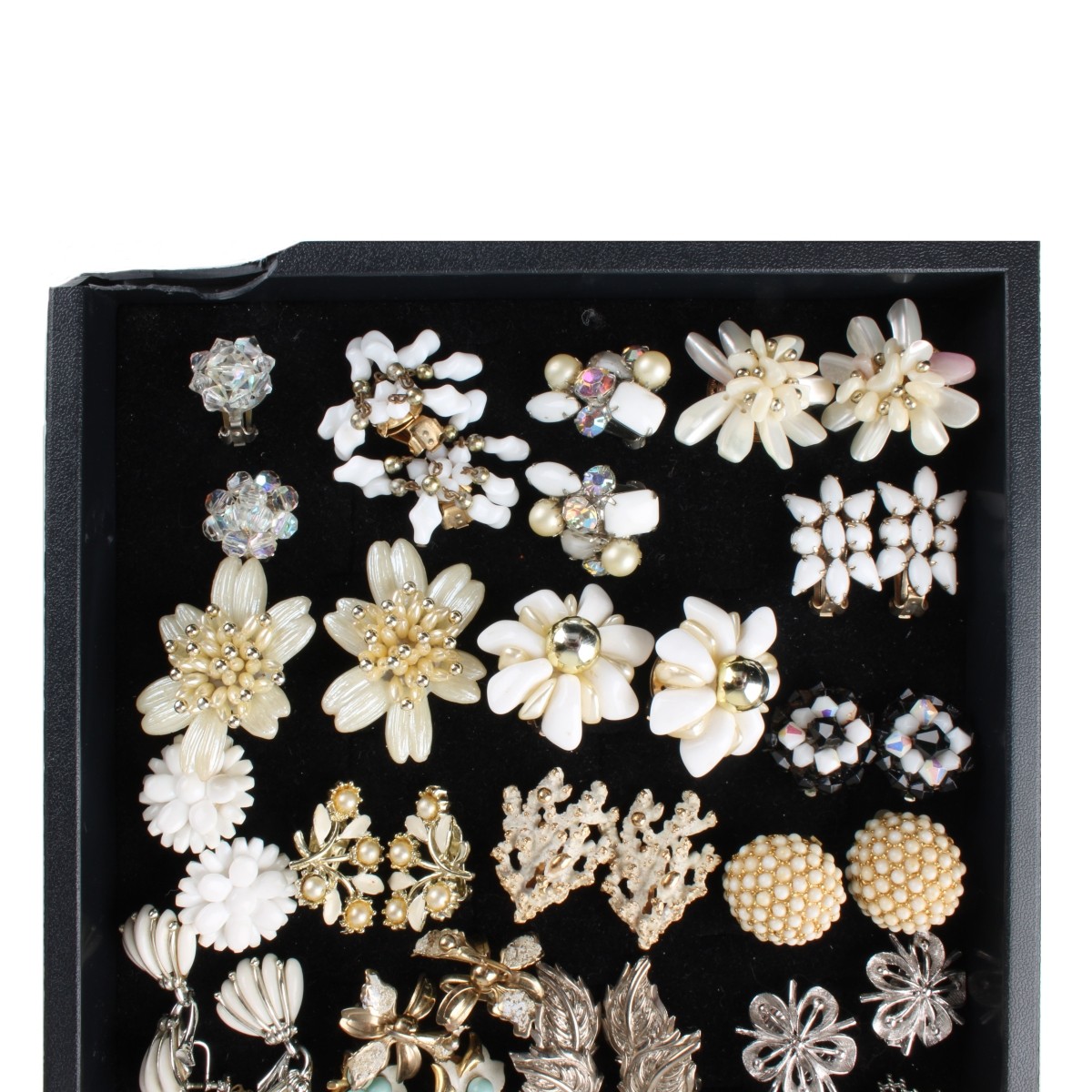 Tray Lot of Costume Earrings