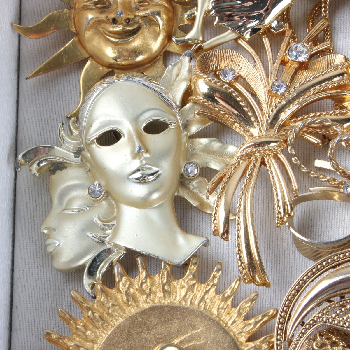 Tray Lot of Costume Earrings and Pins