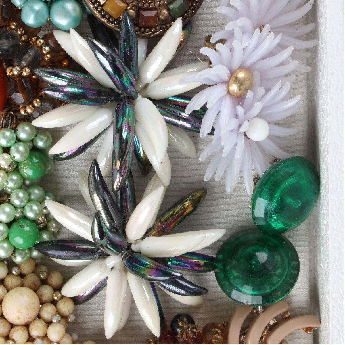 Tray Lot of Costume Earrings and Pins