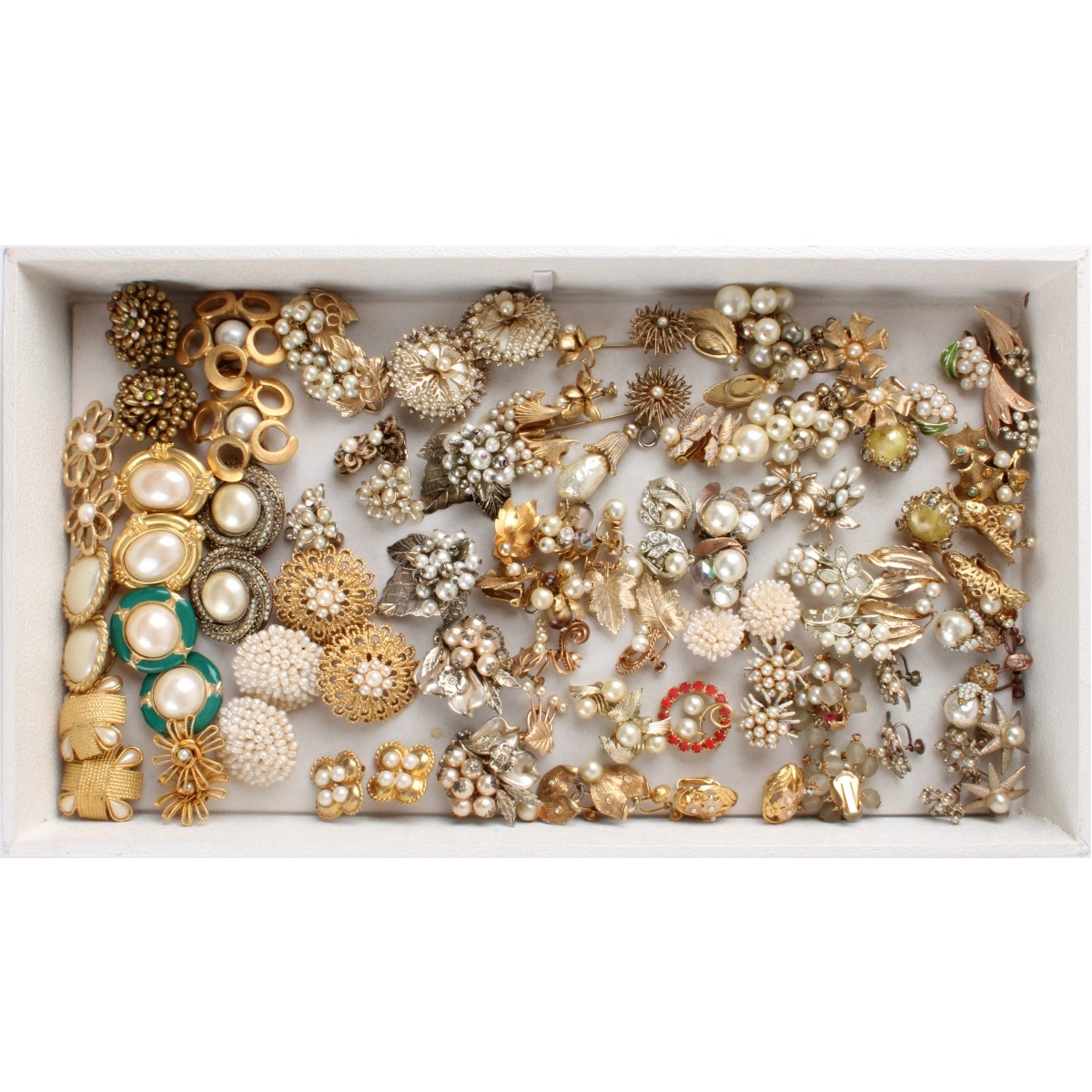 Tray Lot of Costume Earrings