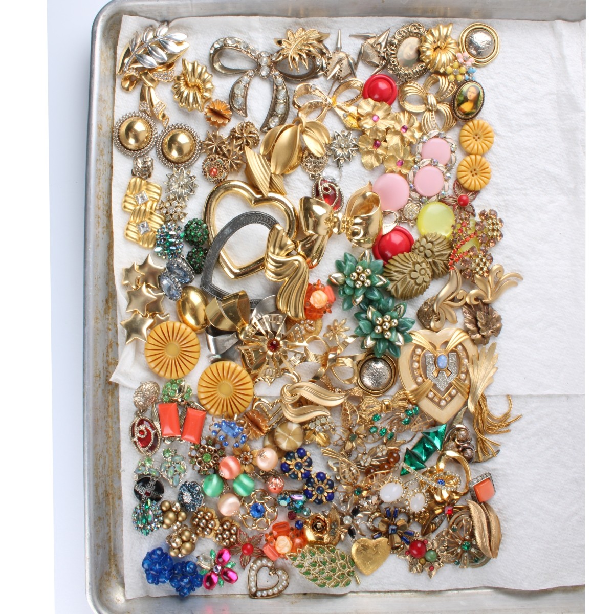 Tray Lot of Costume Jewelry Parts