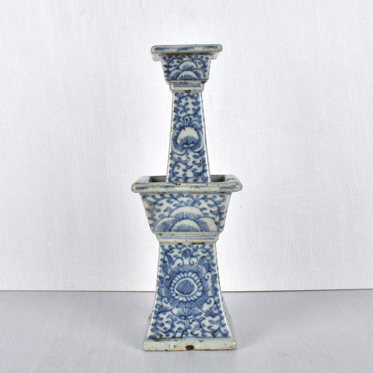 Antique Chinese Blue and White Candlestick